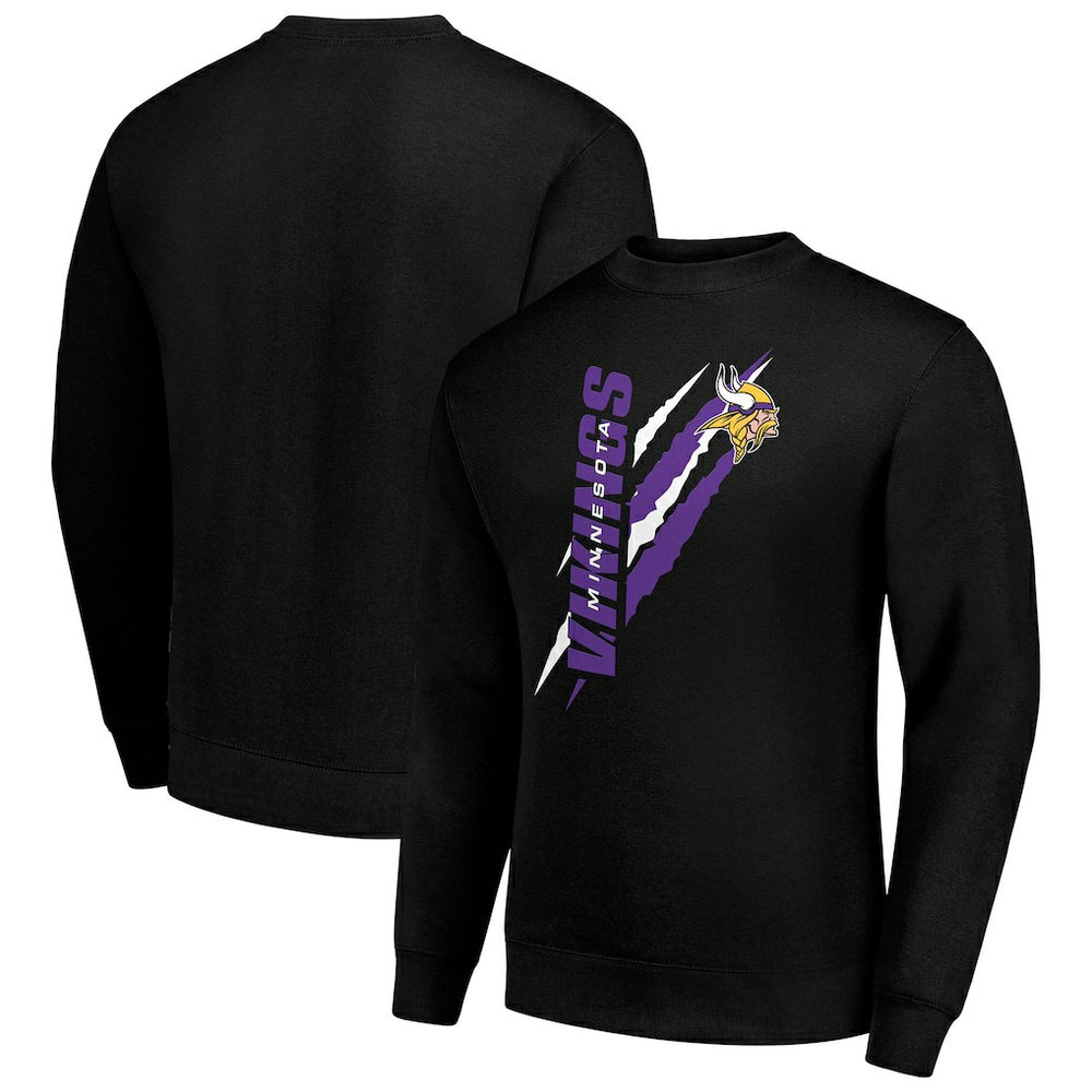 Minnesota Vikings Starter Color Scratch Team Graphic Fleece Pullover Sweatshirt Black