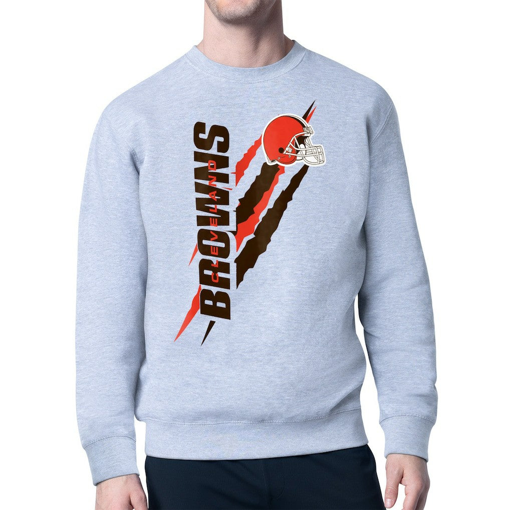 Cleveland Browns Starter Color Scratch Team Graphic Fleece Pullover Sweatshirt Heather Gray