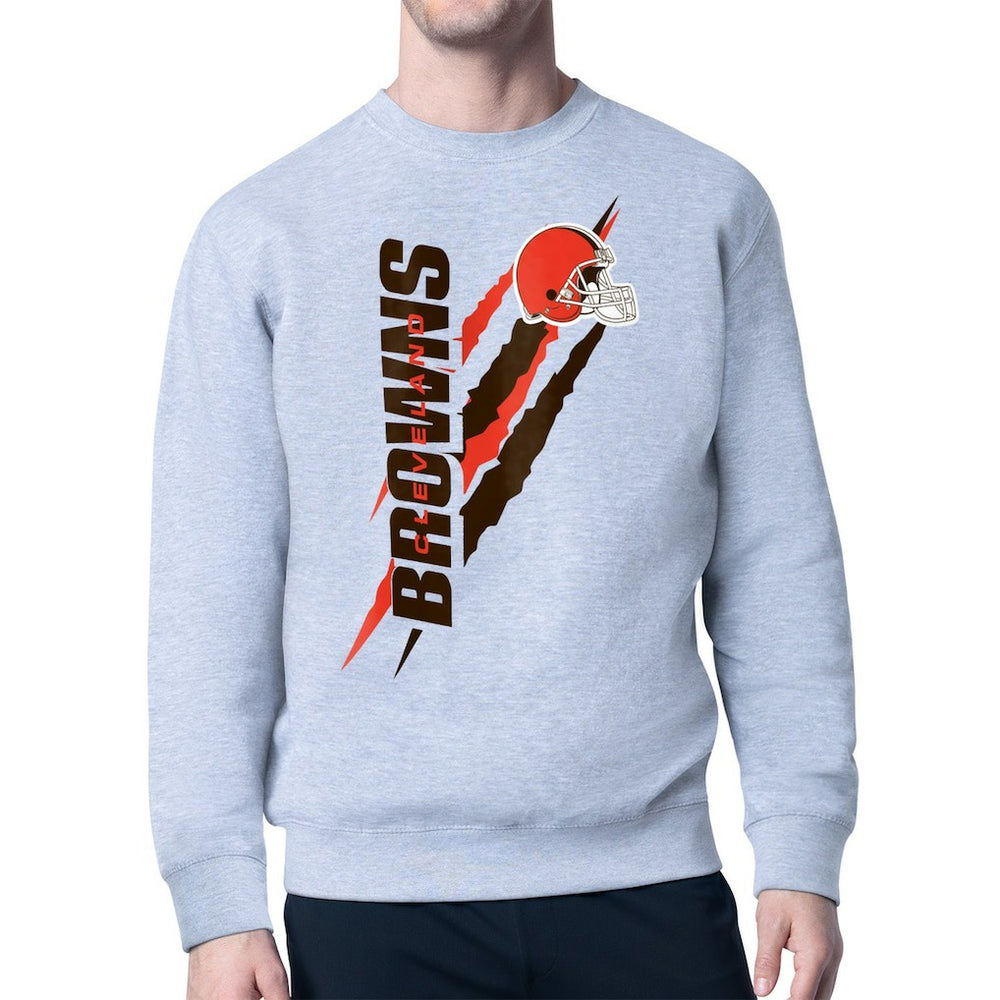 Cleveland Browns Starter Color Scratch Team Graphic Fleece Pullover Sweatshirt Heather Gray