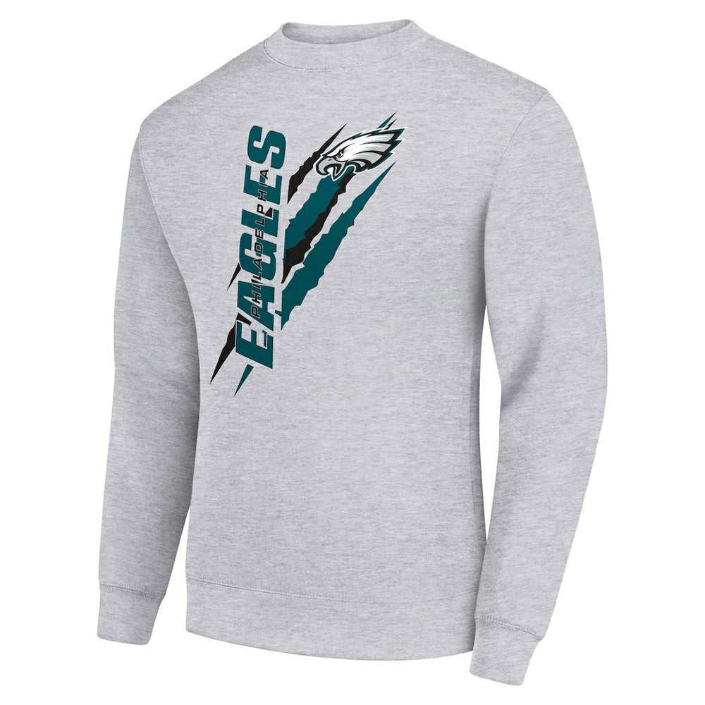 Philadelphia Eagles Starter Color Scratch Team Graphic Fleece Pullover Sweatshirt Heather Gray