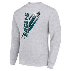 Philadelphia Eagles Starter Color Scratch Team Graphic Fleece Pullover Sweatshirt Heather Gray