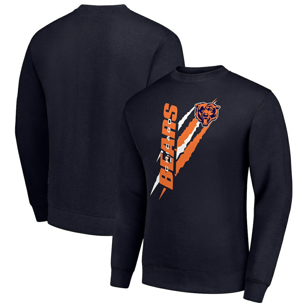 Chicago Bears Starter Color Scratch Team Graphic Fleece Pullover Sweatshirt Navy