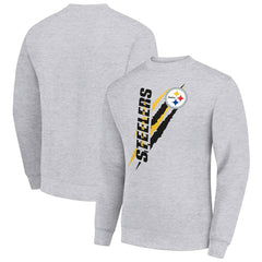 Pittsburgh Steelers Starter Color Scratch Team Graphic Fleece Pullover Sweatshirt Heather Gray