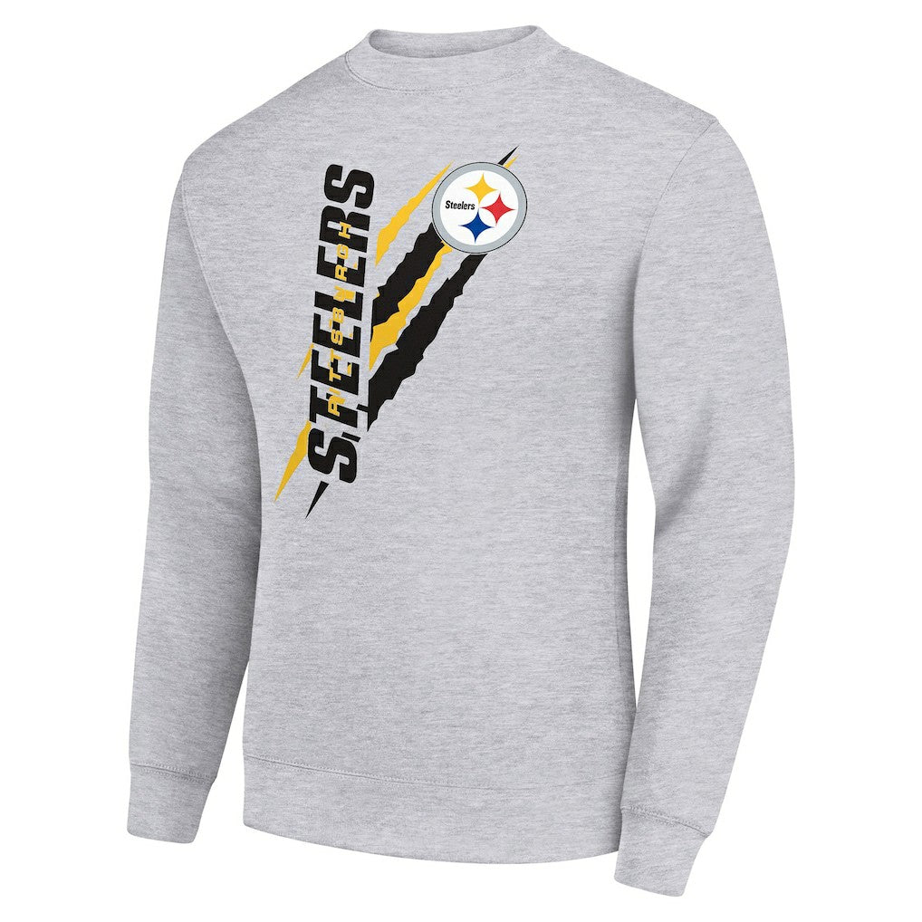 Pittsburgh Steelers Starter Color Scratch Team Graphic Fleece Pullover Sweatshirt Heather Gray