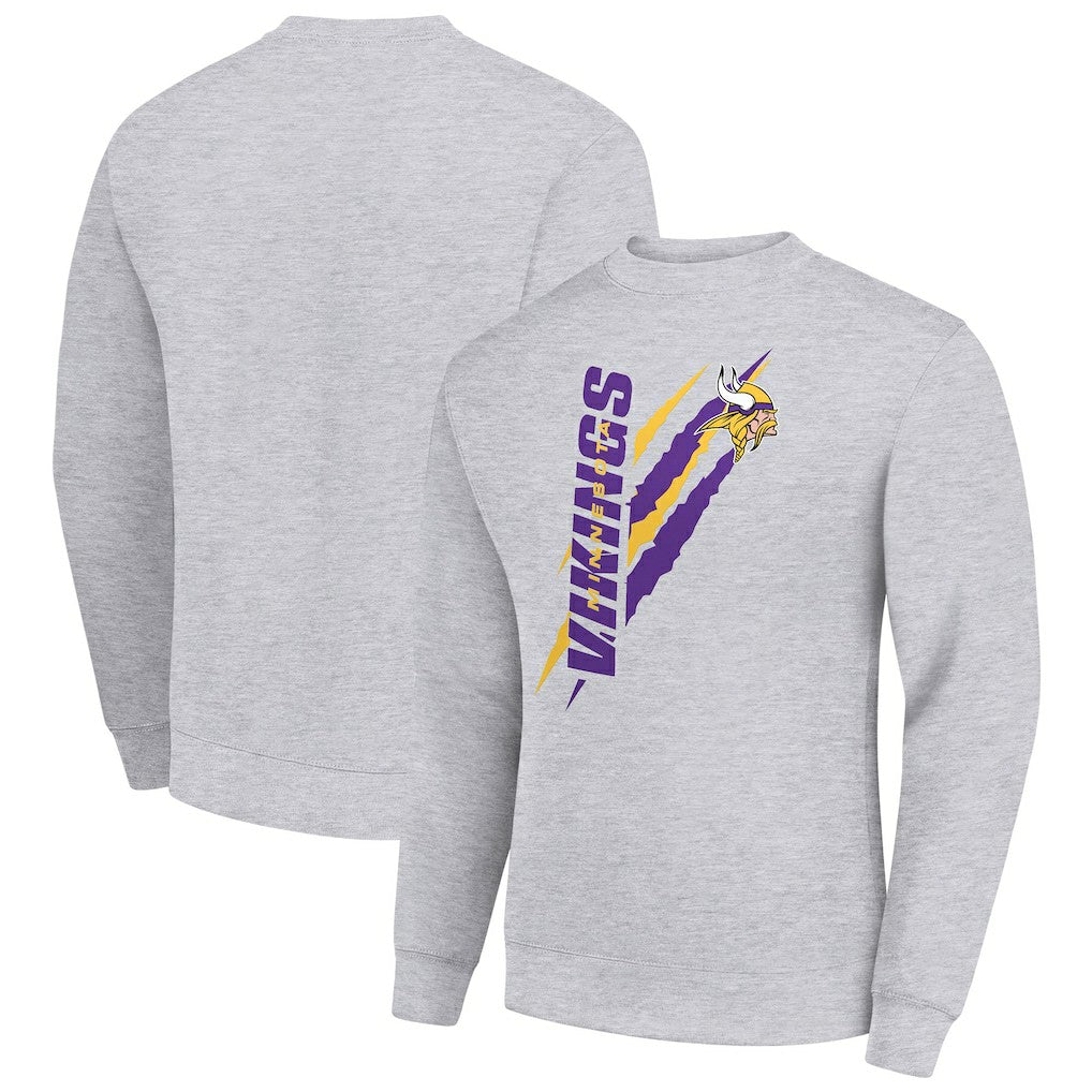 Minnesota Vikings Starter Color Scratch Team Graphic Fleece Pullover Sweatshirt Heather Gray