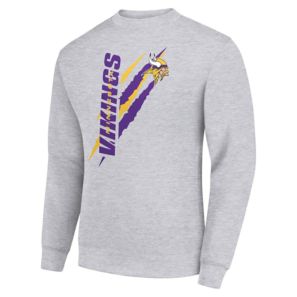 Minnesota Vikings Starter Color Scratch Team Graphic Fleece Pullover Sweatshirt Heather Gray