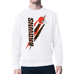 Cleveland Browns Starter Color Scratch Team Graphic Fleece Pullover Sweatshirt White