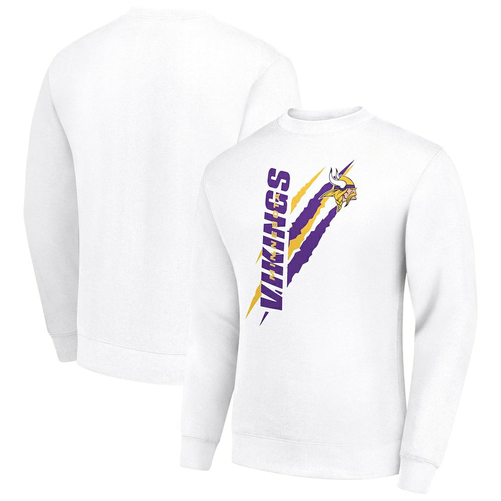 Minnesota Vikings Starter Color Scratch Team Graphic Fleece Pullover Sweatshirt White