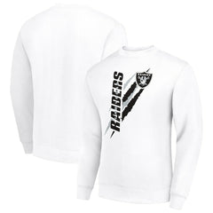 Las Vegas Raiders Starter Color Scratch Team Graphic Fleece Pullover Sweatshirt White
