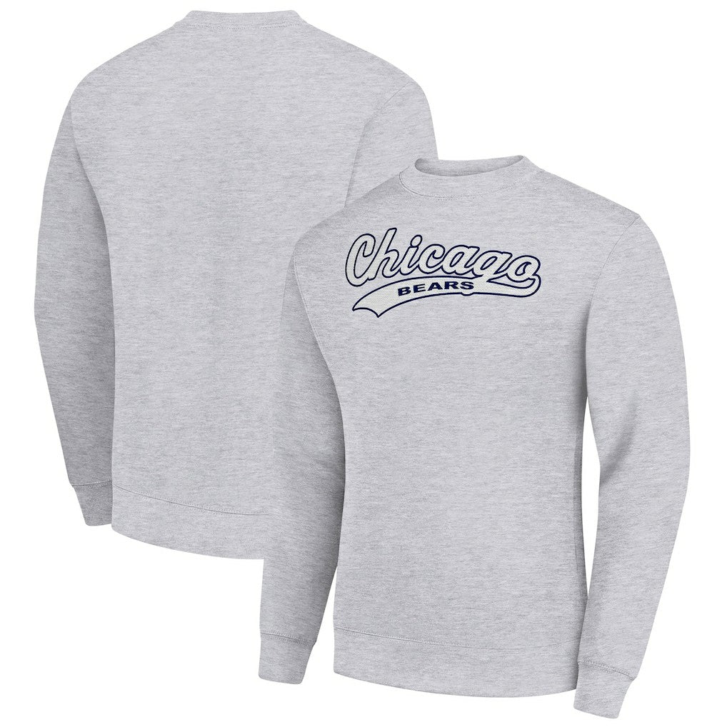 Chicago Bears Starter Tailsweep Team Graphic Tri-Blend Fleece Pullover Sweatshirt Heather Gray