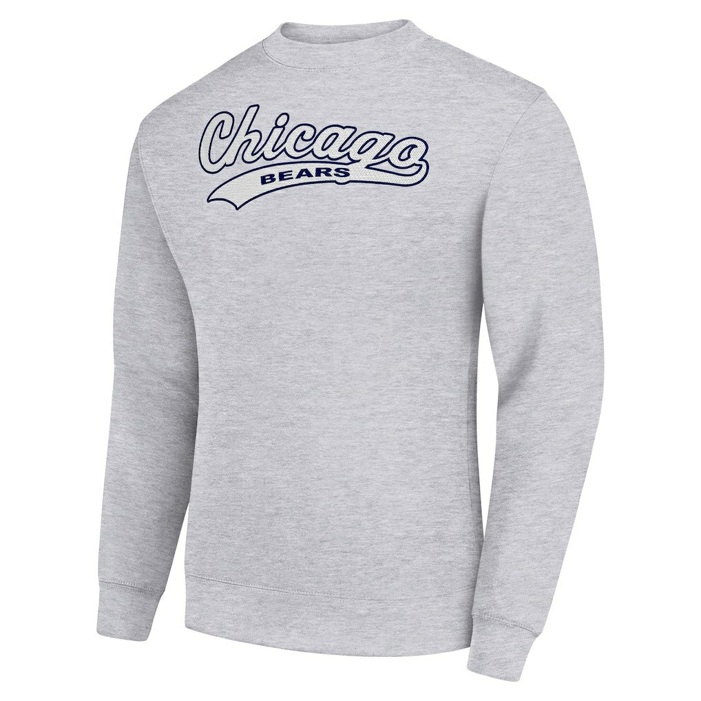 Chicago Bears Starter Tailsweep Team Graphic Tri-Blend Fleece Pullover Sweatshirt Heather Gray
