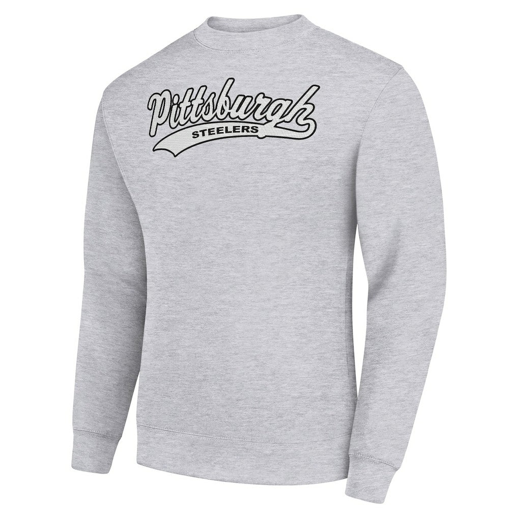 Pittsburgh Steelers Starter Tailsweep Team Graphic Tri-Blend Fleece Pullover Sweatshirt Heather Gray