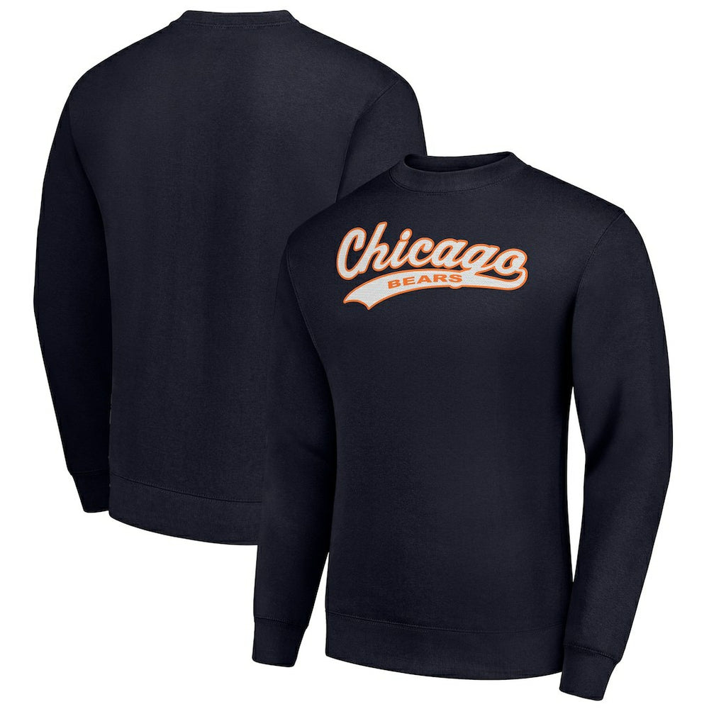 Chicago Bears Starter Tailsweep Team Graphic Tri-Blend Fleece Pullover Sweatshirt Navy