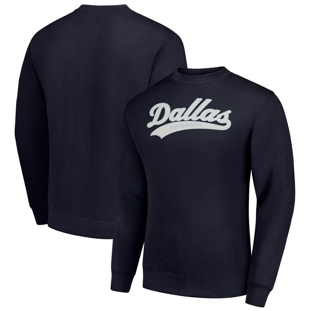 Dallas Cowboys Starter Tailsweep Team Graphic Tri-Blend Fleece Pullover Sweatshirt Navy