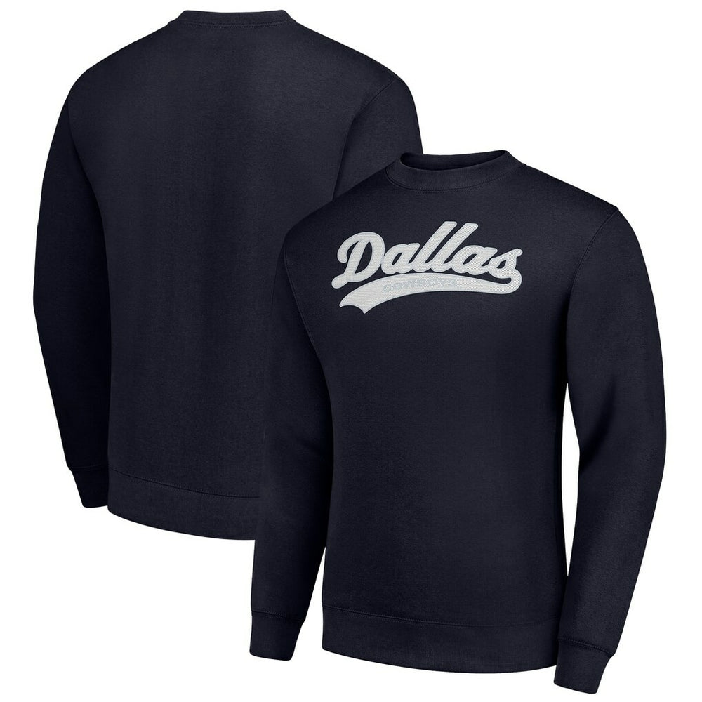 Dallas Cowboys Starter Tailsweep Team Graphic Tri-Blend Fleece Pullover Sweatshirt Navy