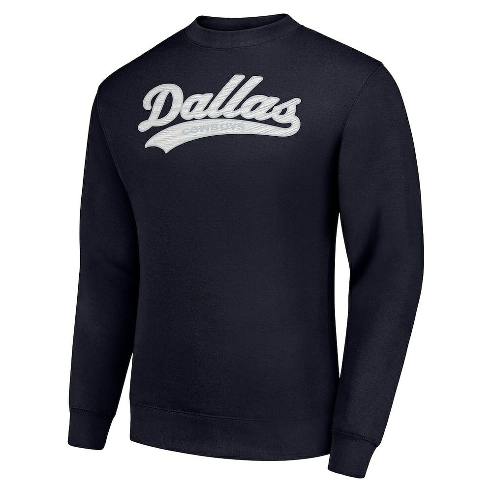 Dallas Cowboys Starter Tailsweep Team Graphic Tri-Blend Fleece Pullover Sweatshirt Navy