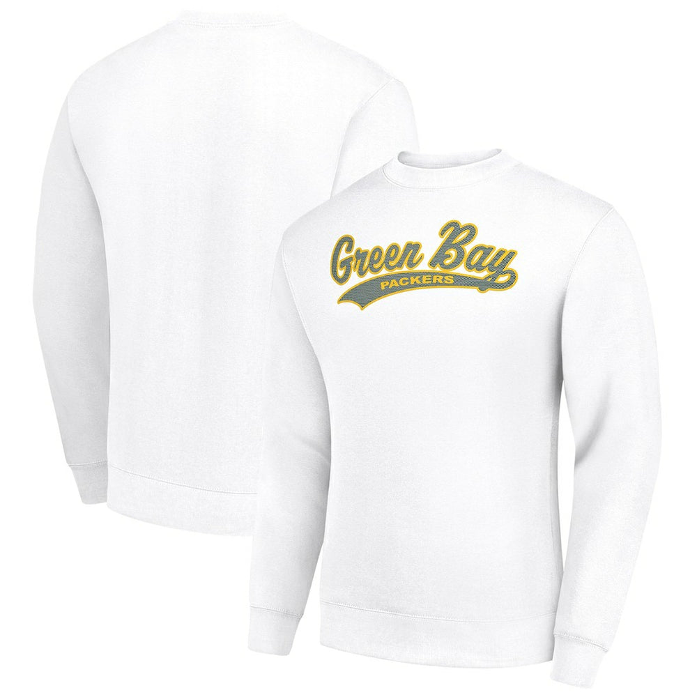 Green Bay Packers Starter Tailsweep Team Graphic Tri-Blend Fleece Pullover Sweatshirt White