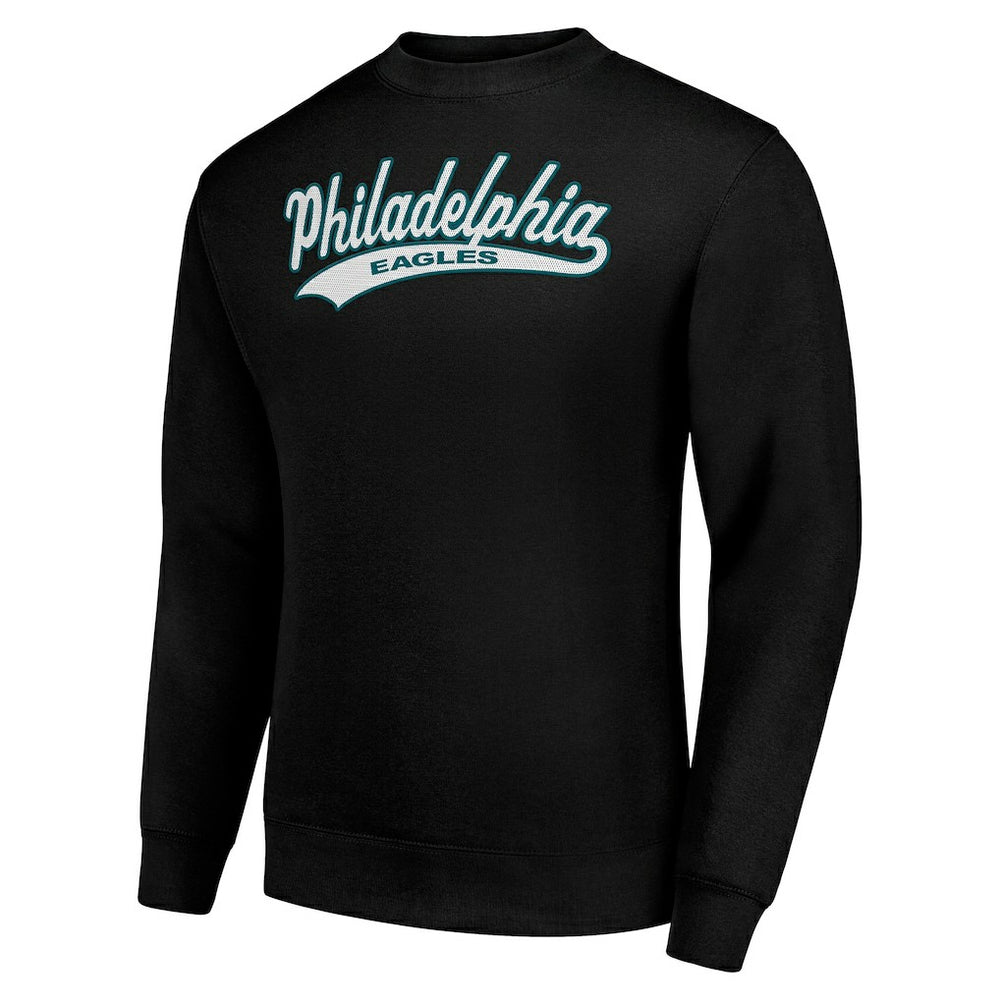 Philadelphia Eagles Starter Tailsweep Team Graphic Tri-Blend Fleece Pullover Sweatshirt Black