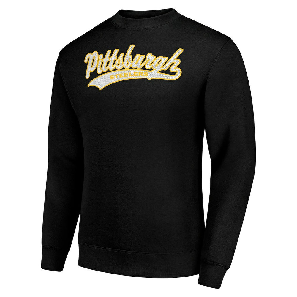 Pittsburgh Steelers Starter Tailsweep Team Graphic Tri-Blend Fleece Pullover Sweatshirt Black