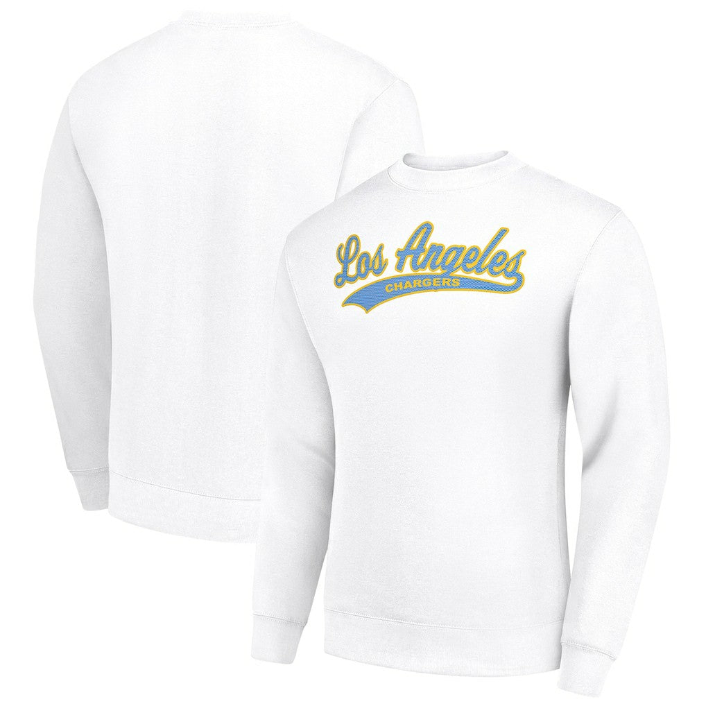 Los Angeles Chargers Starter Tailsweep Team Graphic Tri-Blend Fleece Pullover Sweatshirt White