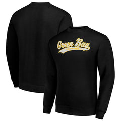 Green Bay Packers Starter Tailsweep Team Graphic Tri-Blend Fleece Pullover Sweatshirt Black
