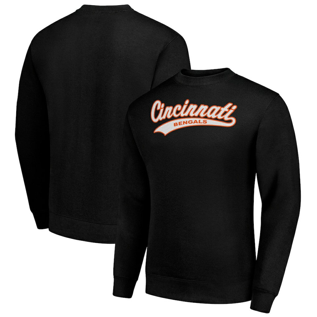 Cincinnati Bengals Starter Tailsweep Team Graphic Tri-Blend Fleece Pullover Sweatshirt Black