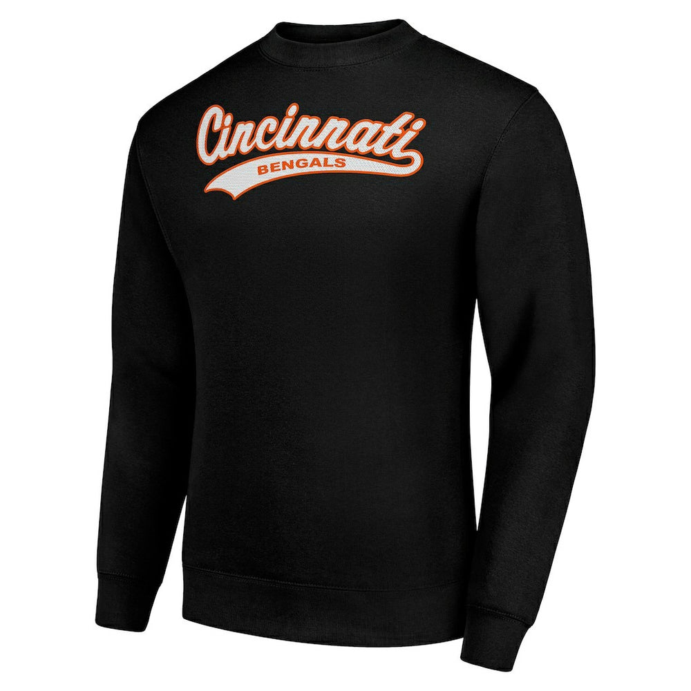 Cincinnati Bengals Starter Tailsweep Team Graphic Tri-Blend Fleece Pullover Sweatshirt Black