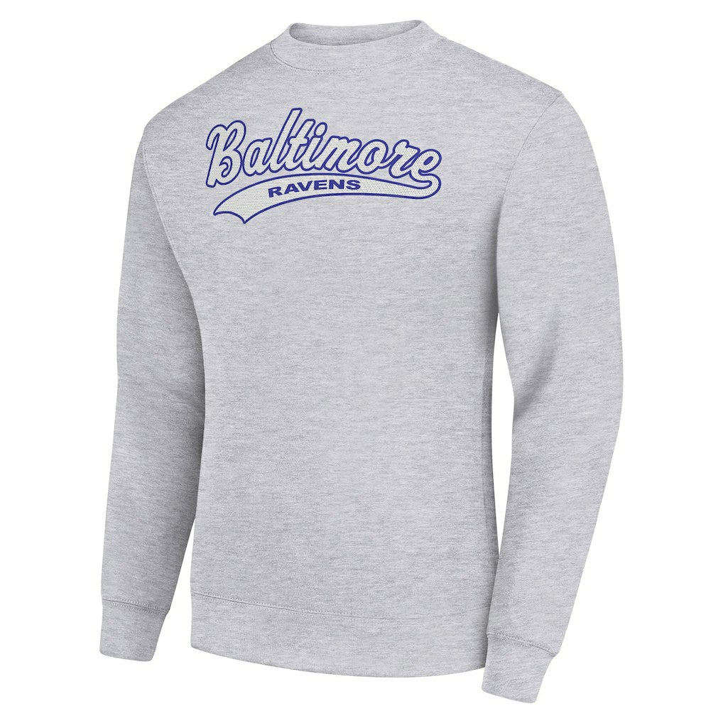 Baltimore Ravens Starter Tailsweep Team Graphic Tri-Blend Fleece Pullover Sweatshirt Heather Gray