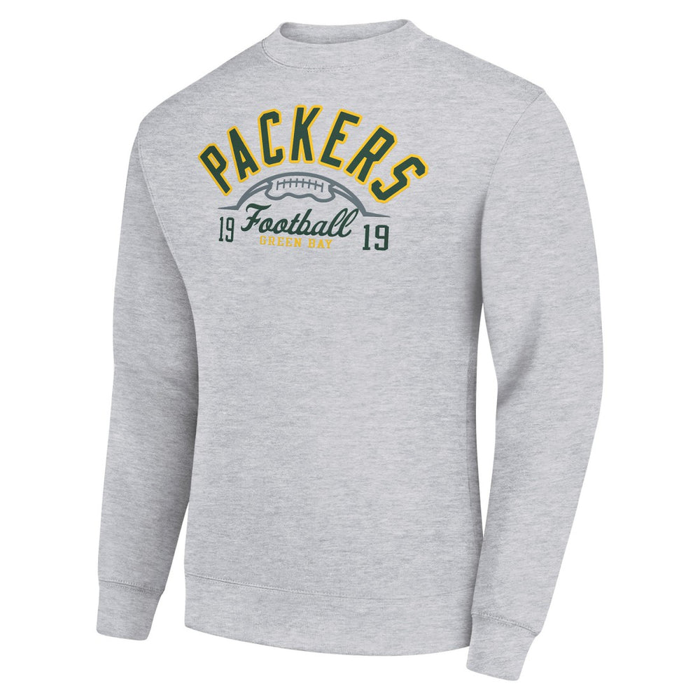 Green Bay Packers Starter Half Ball Team Graphic Tri-Blend Fleece Pullover Sweatshirt Heather Gray