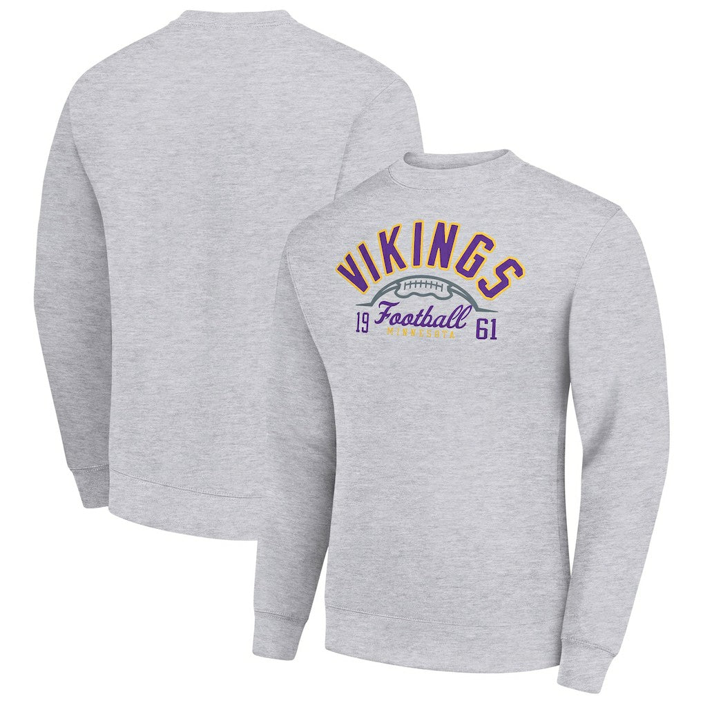 Minnesota Vikings Starter Half Ball Team Graphic Tri-Blend Fleece Pullover Sweatshirt Heather Gray