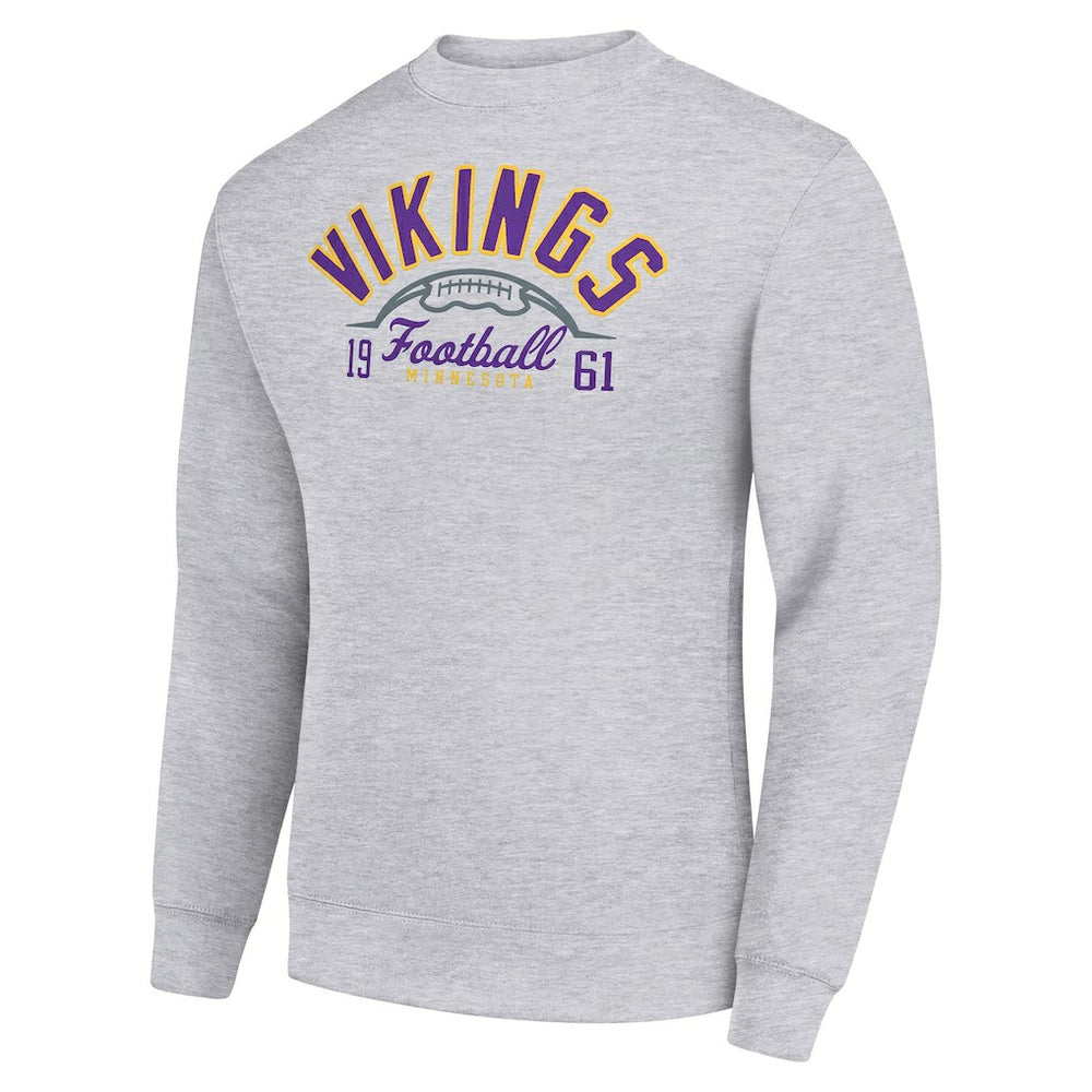 Minnesota Vikings Starter Half Ball Team Graphic Tri-Blend Fleece Pullover Sweatshirt Heather Gray