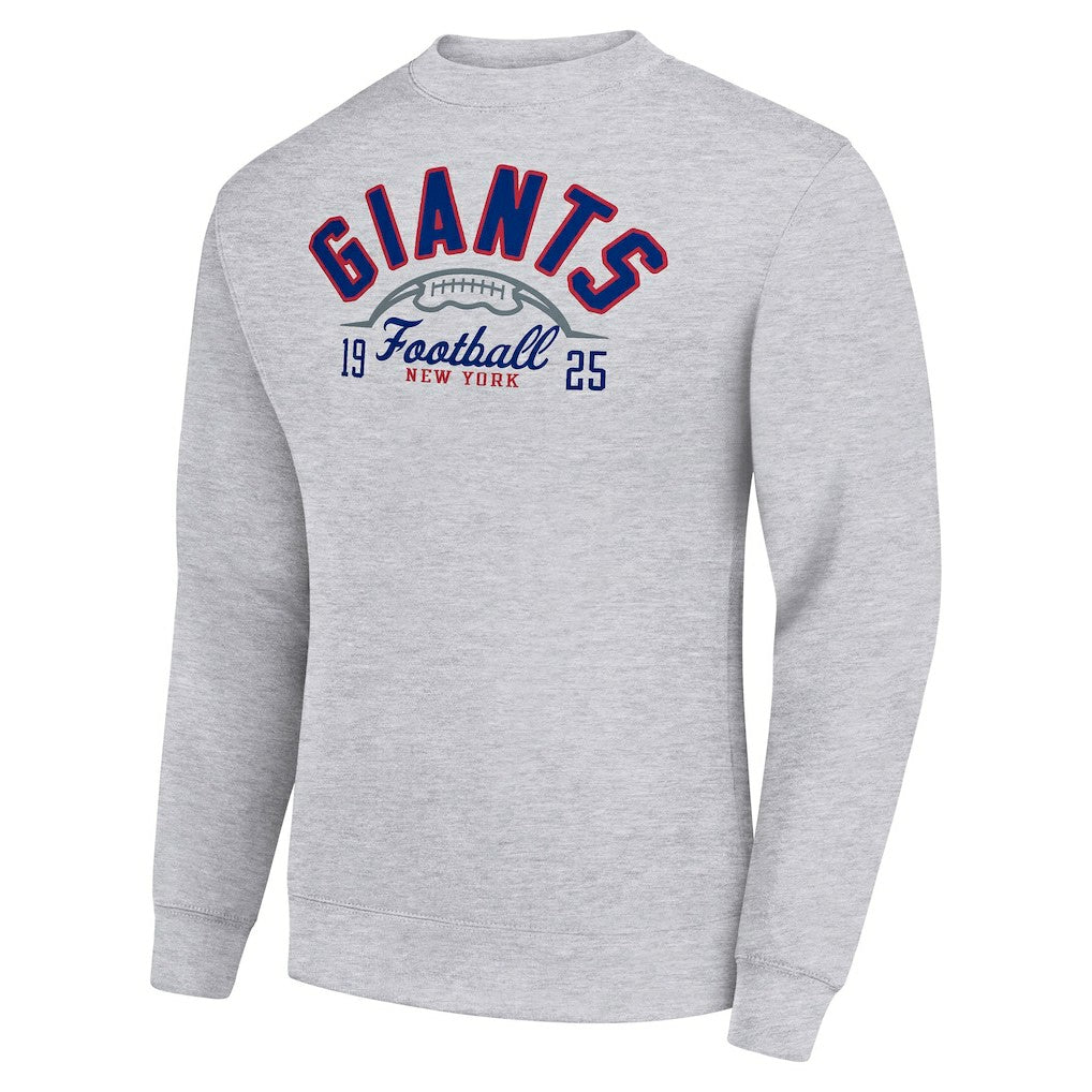 New York Giants Starter Half Ball Team Graphic Tri-Blend Fleece Pullover Sweatshirt Heather Gray