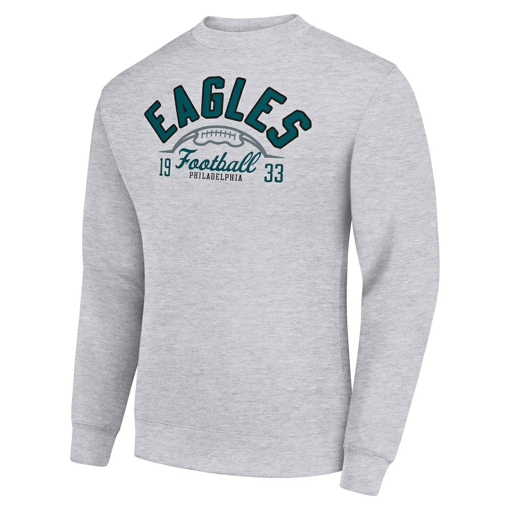 Philadelphia Eagles Starter Half Ball Team Graphic Tri-Blend Fleece Pullover Sweatshirt Heather Gray