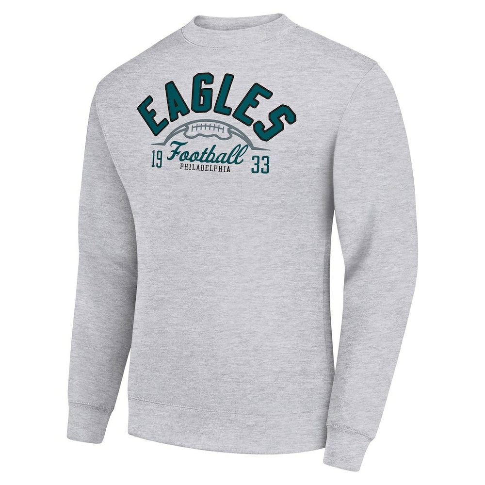 Philadelphia Eagles Starter Half Ball Team Graphic Tri-Blend Fleece Pullover Sweatshirt Heather Gray