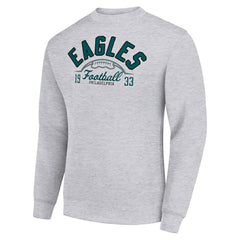 Philadelphia Eagles Starter Half Ball Team Graphic Tri-Blend Fleece Pullover Sweatshirt Heather Gray