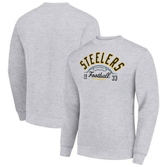 Pittsburgh Steelers Starter Half Ball Team Graphic Tri-Blend Fleece Pullover Sweatshirt Heather Gray