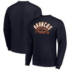 Denver Broncos Starter Half Ball Team Graphic Tri-Blend Fleece Pullover Sweatshirt Navy