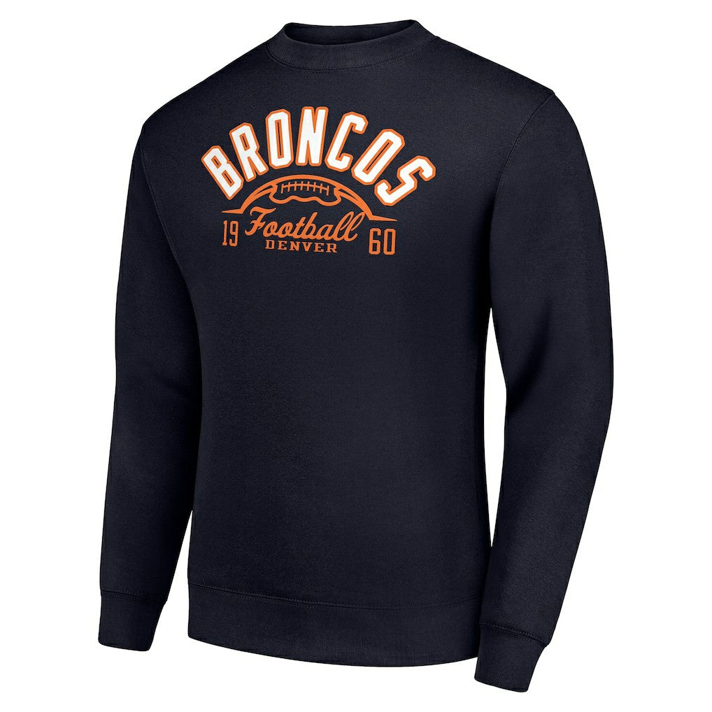 Denver Broncos Starter Half Ball Team Graphic Tri-Blend Fleece Pullover Sweatshirt Navy