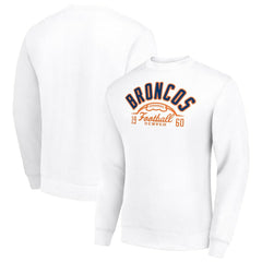 Denver Broncos Starter Half Ball Team Graphic Tri-Blend Fleece Pullover Sweatshirt White