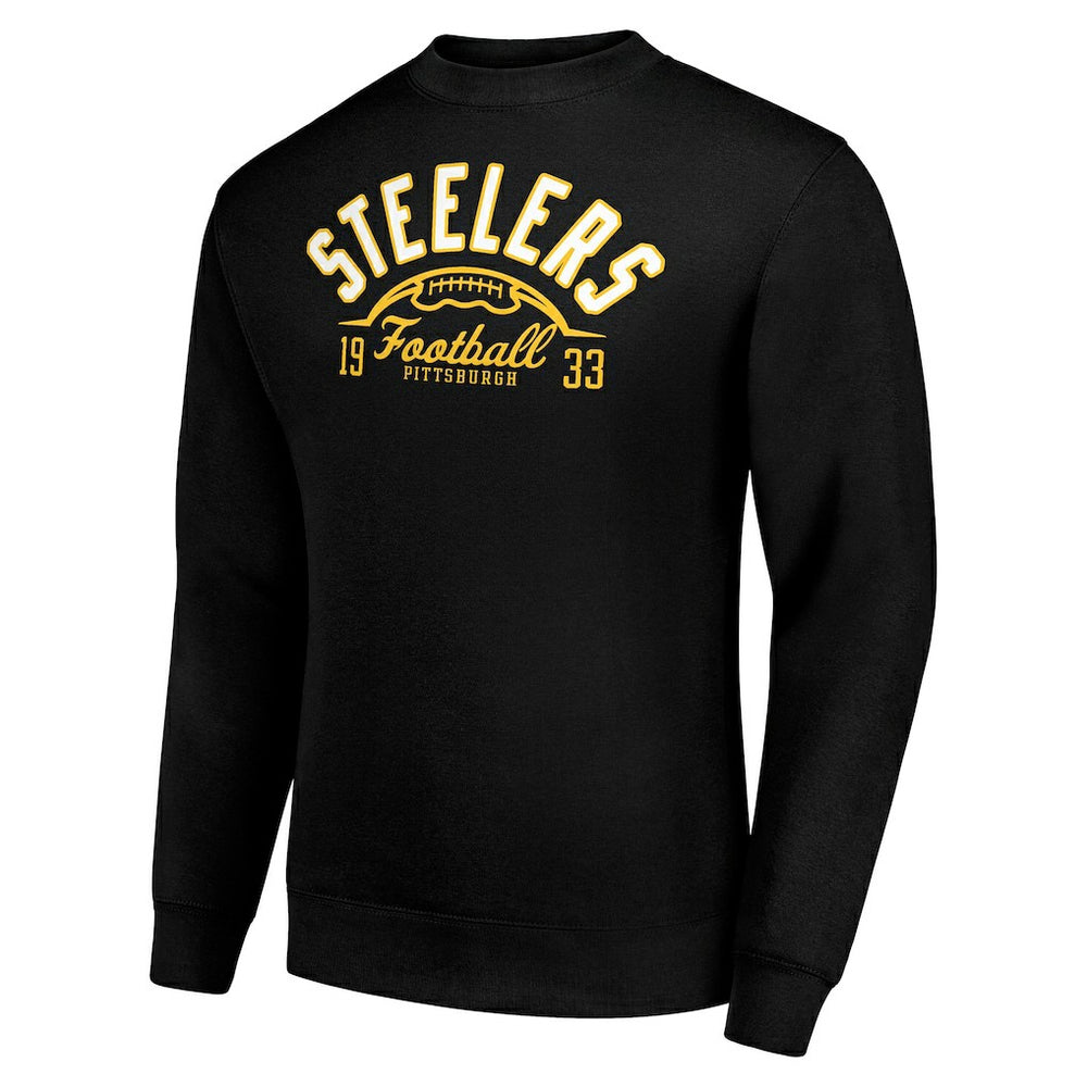 Pittsburgh Steelers Starter Half Ball Team Graphic Tri-Blend Fleece Pullover Sweatshirt Black