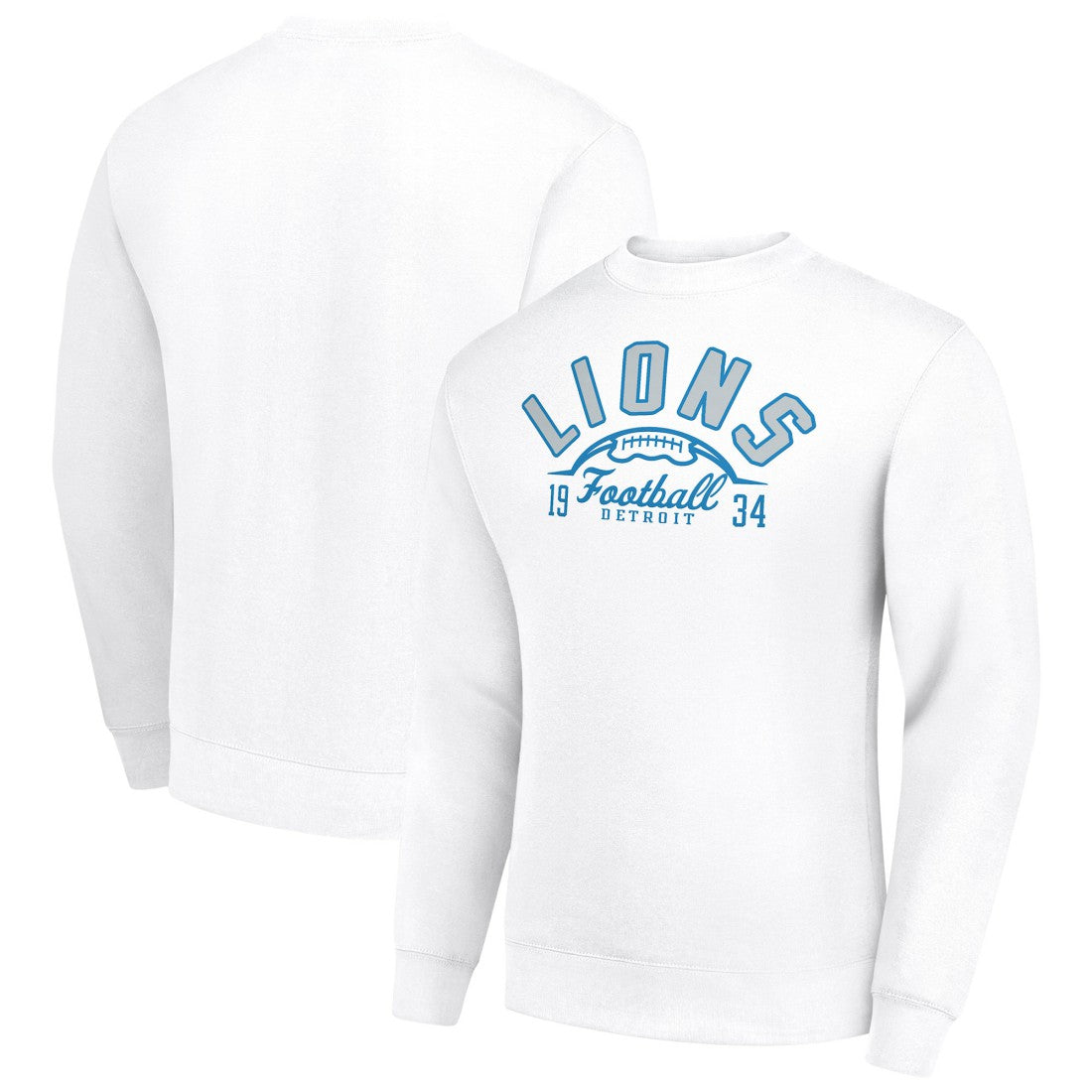 Detroit Lions Starter Half Ball Team Graphic Tri-Blend Fleece Pullover Sweatshirt White