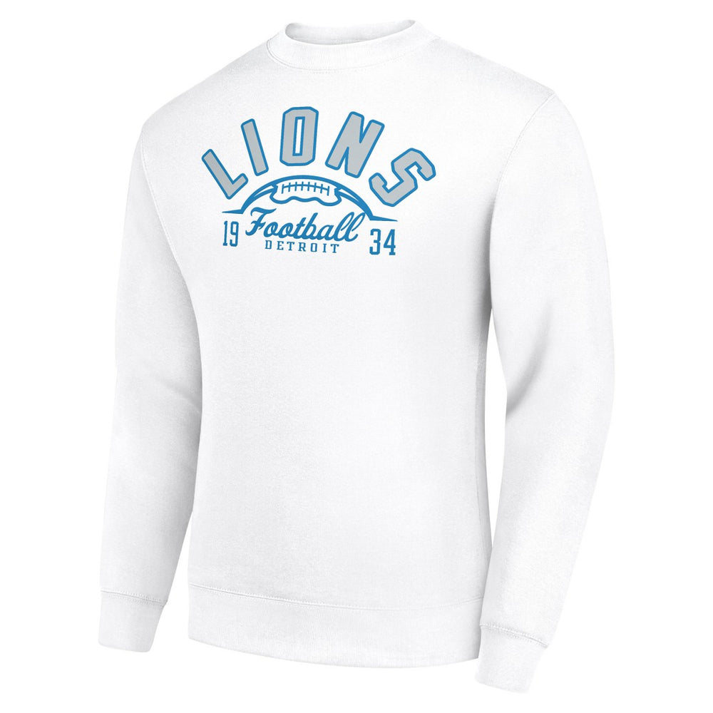 Detroit Lions Starter Half Ball Team Graphic Tri-Blend Fleece Pullover Sweatshirt White