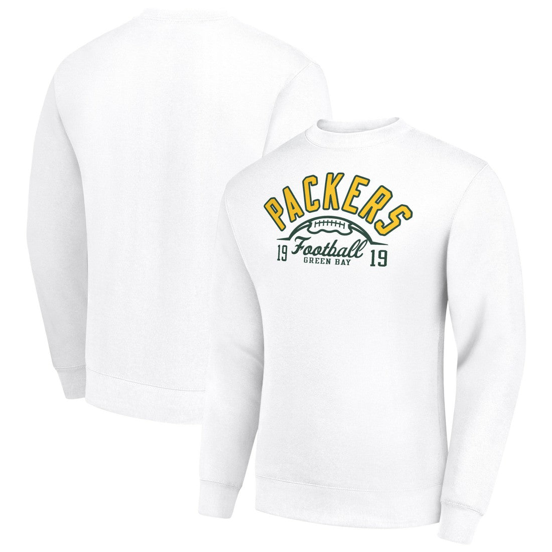 Green Bay Packers Starter Half Ball Team Graphic Tri-Blend Fleece Pullover Sweatshirt White