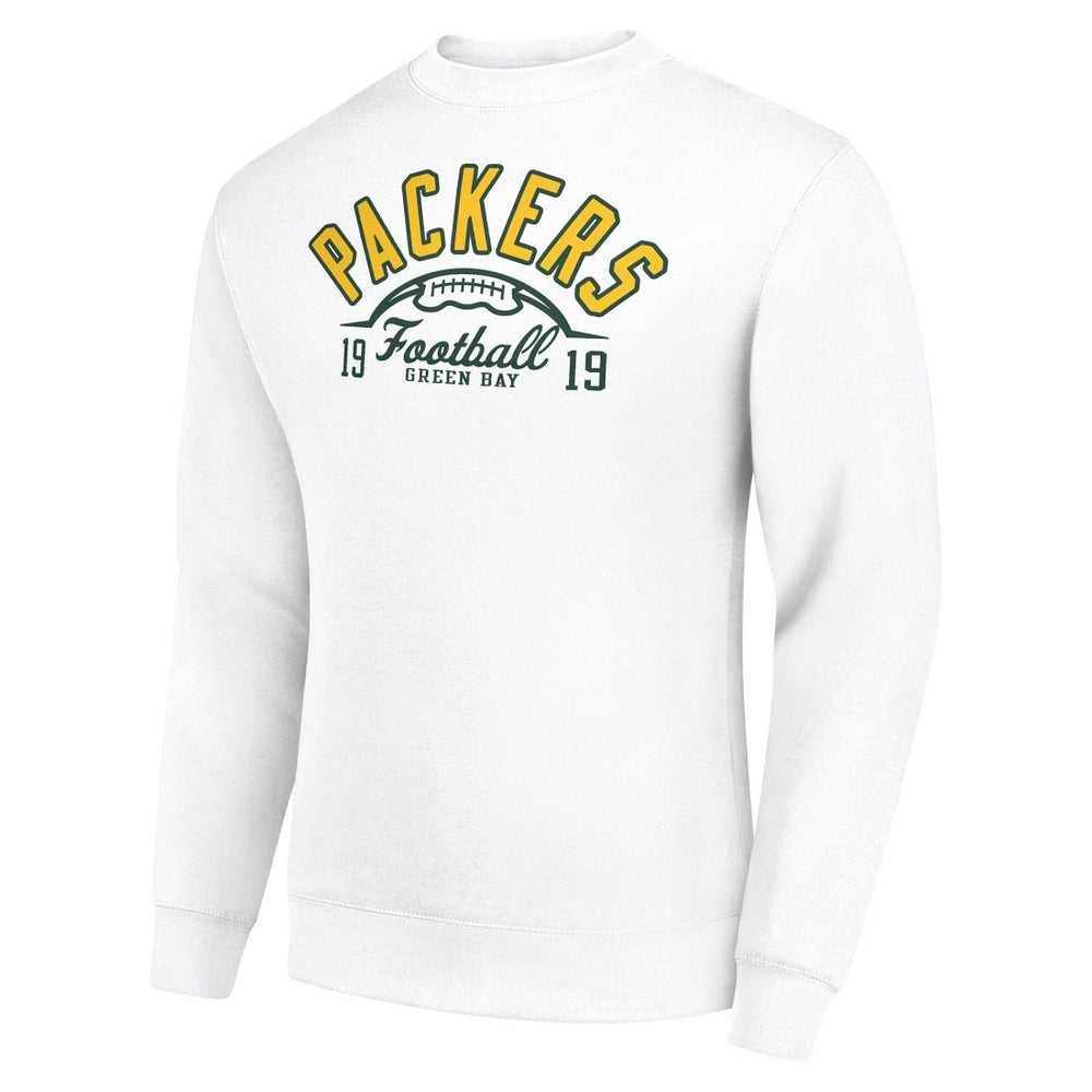 Green Bay Packers Starter Half Ball Team Graphic Tri-Blend Fleece Pullover Sweatshirt White