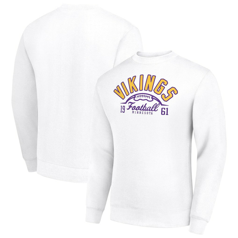 Minnesota Vikings Starter Half Ball Team Graphic Tri-Blend Fleece Pullover Sweatshirt White