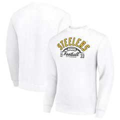 Pittsburgh Steelers Starter Half Ball Team Graphic Tri-Blend Fleece Pullover Sweatshirt White
