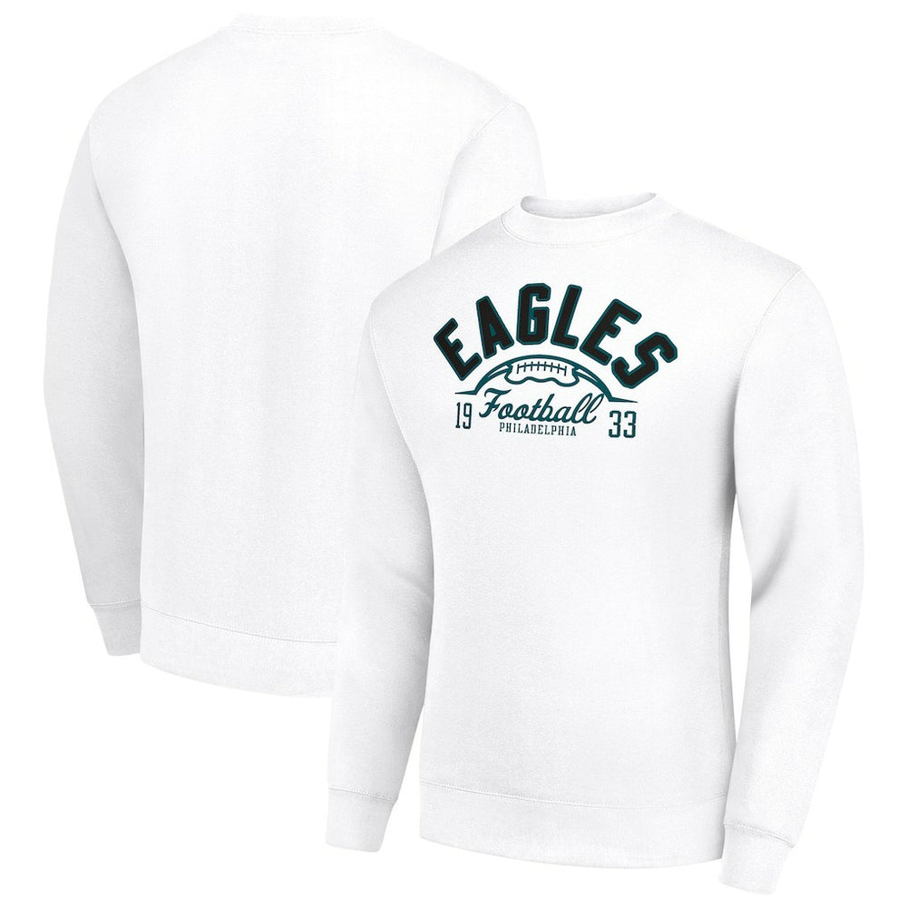 Philadelphia Eagles Starter Half Ball Team Graphic Tri-Blend Fleece Pullover Sweatshirt White