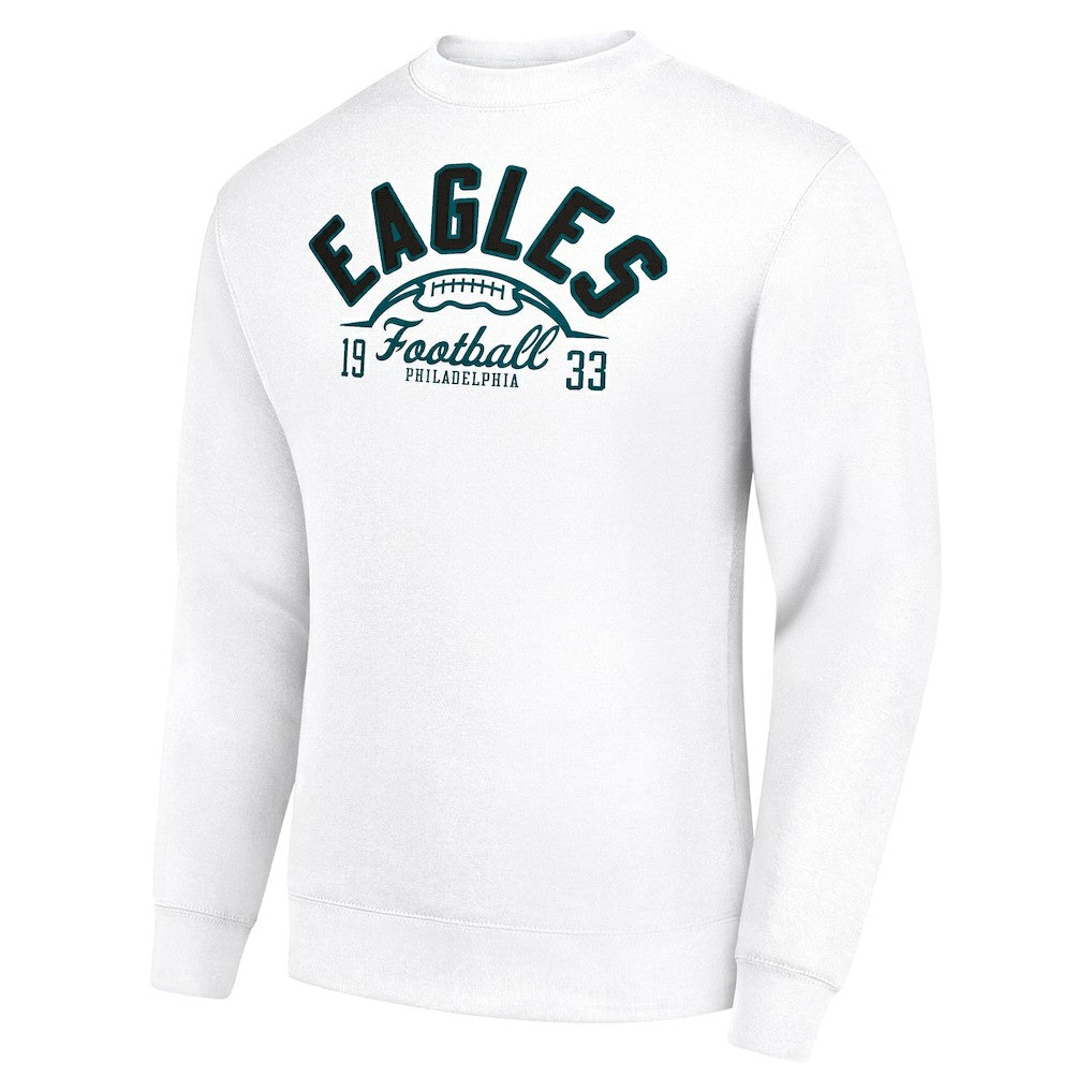 Philadelphia Eagles Starter Half Ball Team Graphic Tri-Blend Fleece Pullover Sweatshirt White
