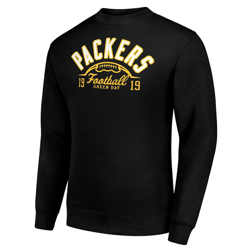 Green Bay Packers Starter Half Ball Team Graphic Tri-Blend Fleece Pullover Sweatshirt Black