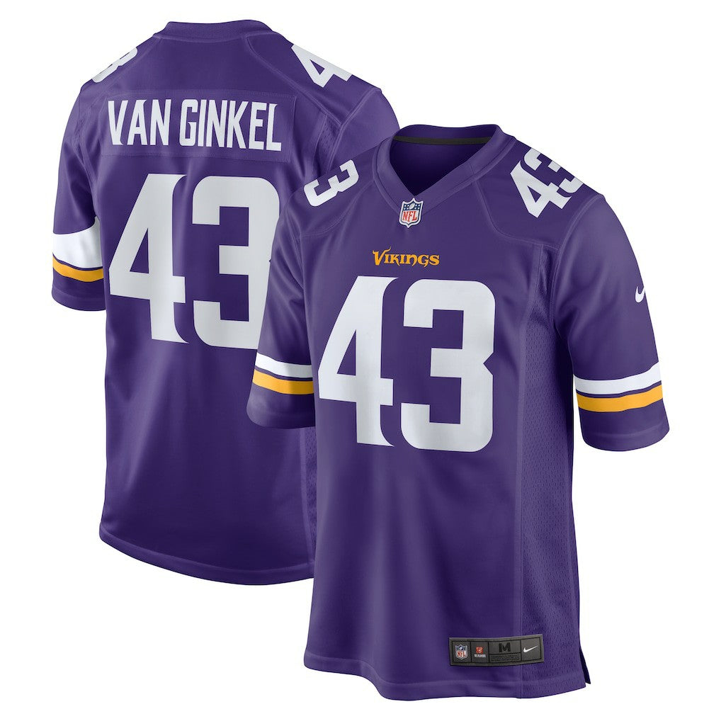 NFL Andrew Van Ginkel Minnesota Vikings Team Game Jersey - Purple